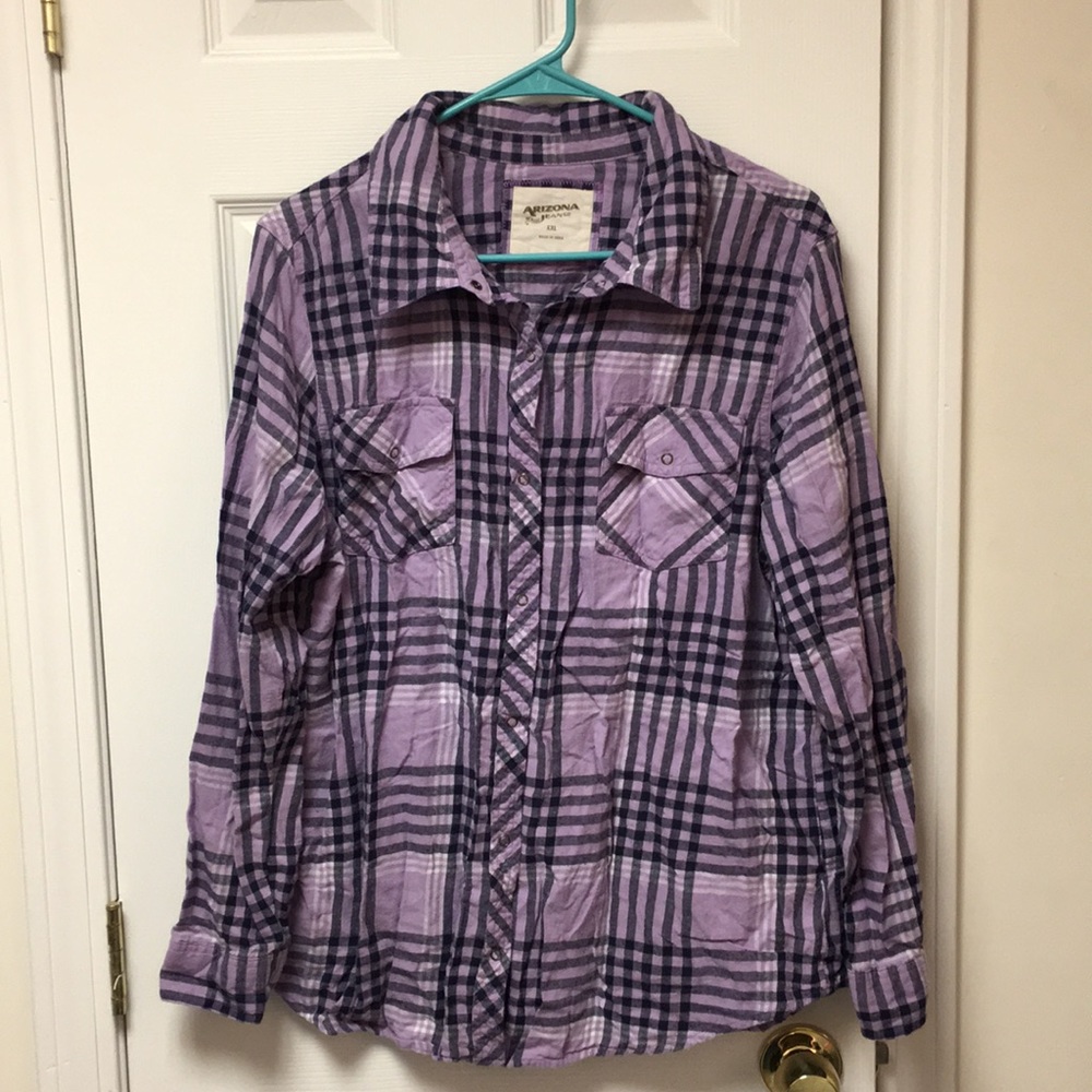 Purple plaid button down